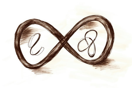 sketch of infinity sign with a personal touch - drawn in a different style, with a heart or other symbol inside, created with generative aiの素材