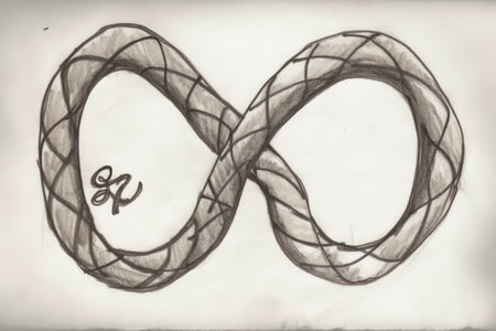 sketch of infinity sign with a personal touch - drawn in a different style, with a heart or other symbol inside, created with generative aiの素材