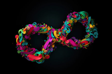 infinity sign made of colorful, abstract shapes, created with generative aiの素材