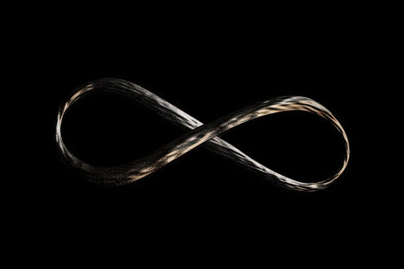 infinity loop, symbol of endlessness and change, on black background, created with generative aiの素材