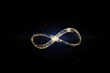 infinity sign on a black background, with shining stars in the night sky, created with generative aiの素材