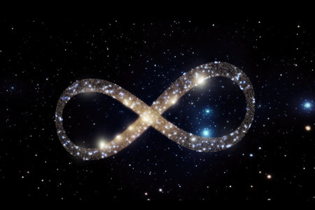 infinity sign made of stars in night sky, created with generative aiの素材