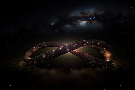 infinity sign made of stars in the night sky, created with generative aiの素材