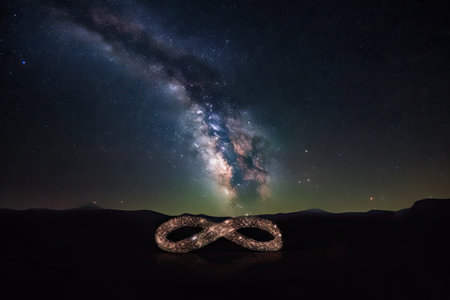 infinity sign made of stars in the night sky, created with generative aiの素材
