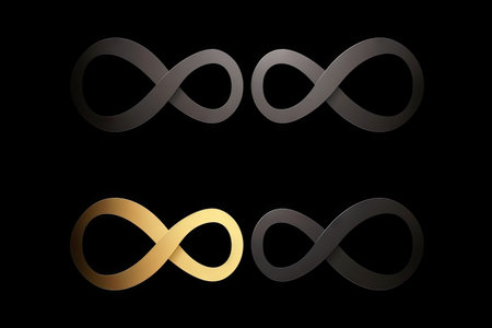infinity sign on black or white background, with modern and minimalist design, created with generative aiの素材