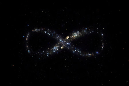 infinity sign made of stars in the night sky, created with generative aiの素材