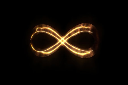 infinity sign made of light, shining in the darkness, created with generative aiの素材