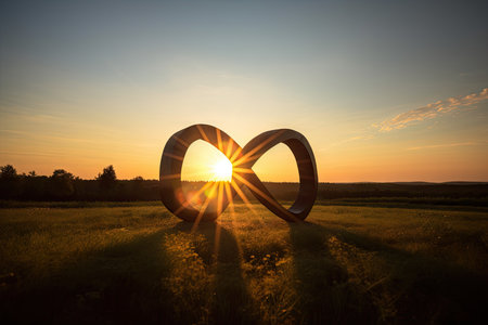 infinity sign, with sun rising behind it, showing the start of another day, created with generative aiの素材