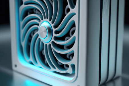 close-up of air purifier vent, with purified air flowing out, created with generative aiの素材