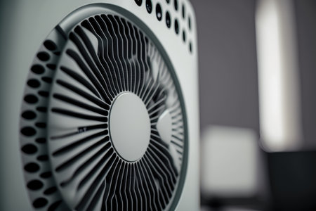 close-up of air purifier with visible airflow, created with generative aiの素材