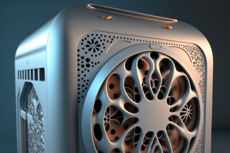 close-up of air purifier with clean and fresh air flowing out, created with generative aiの素材