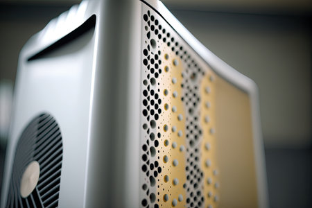 close-up of air purifier, with visible streams of clean air, created with generative aiの素材
