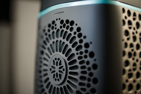 close-up of air purifier, with filter visible, created with generative aiの素材
