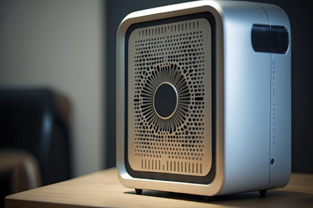 close-up of air purifier, with its modern and sleek design on display, created with generative aiの素材