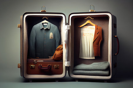 adaptation of clothes in suitcases for traveling, created with generative aiの素材
