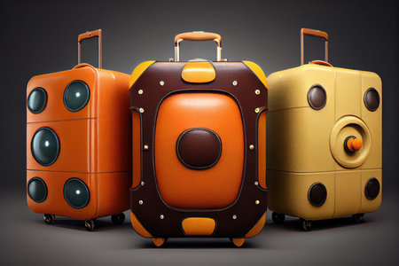 suitcases for traveling leather bags on wheels for business trips, created with generative aiの素材