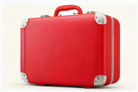 red suitcase for traveling isolated on white background, created with generative aiの素材