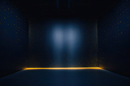 dark blue backdrop with yellow light shining on it, created with generative aiの素材