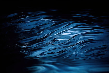 dark blue background with flowing water and reflections, created with generative aiの素材