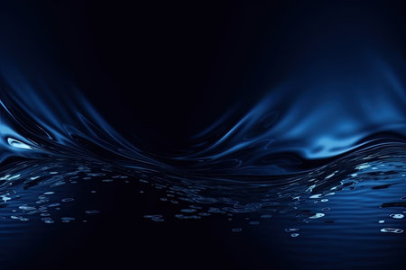 dark blue background with flowing water and reflections, created with generative aiの素材