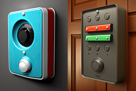 doorbell that changes its tune and color depending on who is at the door, created with generative aiの素材