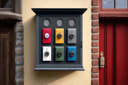 house with series of different doorbell sounds, each corresponding to a specific person, created with generative aiの素材