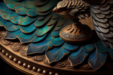 close-up of scales, with a single feather resting on the side of justice, created with generative aiの素材