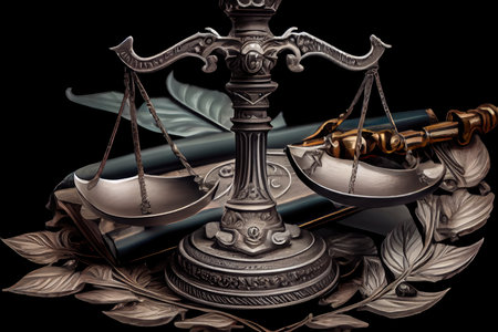 scales of justice with sword and scales to symbolize the fight for truth and justice, created with generative aiの素材