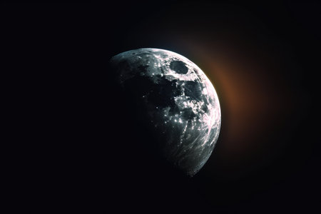 close-up of the moon, with the sun eclipsed behind it, created with generative aiの素材