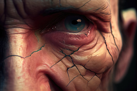 close-up of scar, with the skin around it healing and becoming less visible, created with generative aiの素材