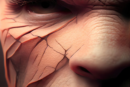close-up of scar, with the skin around it healing and becoming smooth, created with generative aiの素材