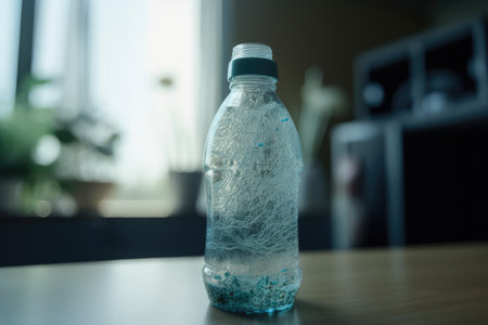 plastic bottle made from recycled materials, ready for reuse, created with generative aiの素材