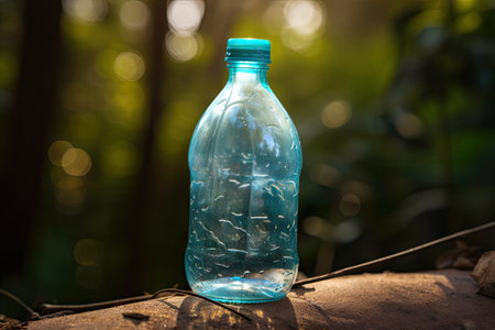 plastic bottle made from recycled materials, ready for reuse, created with generative aiの素材