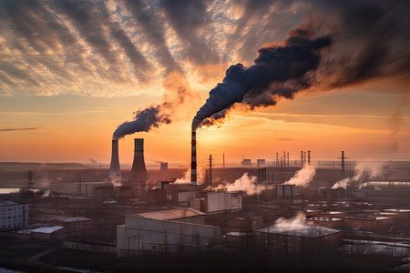 capturing co2 emissions from power plant to be used for other applications, created with generative aiの素材