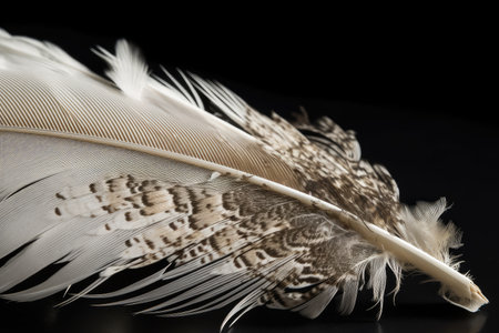 close-up of white feather, with intricate details visible, created with generative aiの素材