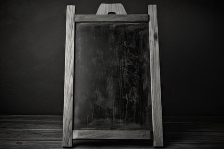 wood board with chalkboard finish, black and white illustration, unique design, created with generative aiの素材
