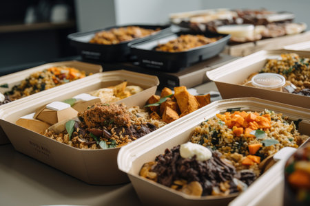 food delivery service with on-the-go meals and snacks for busy professionals, created with generative aiの素材