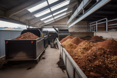 food waste recycling facility, with food scraps being converted into compost and fertilizer, created with generative aiの素材