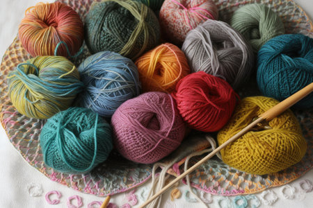knitting circle, sharing projects and inspiration, created with generative aiの素材