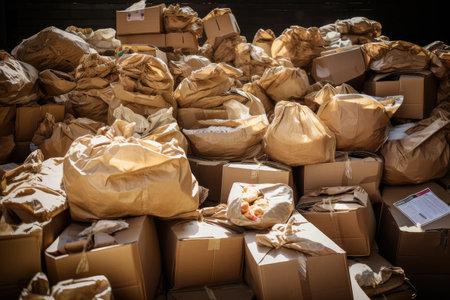 wasteful consumer culture, with excessive amounts of packaging and waste, created with generative aiの素材