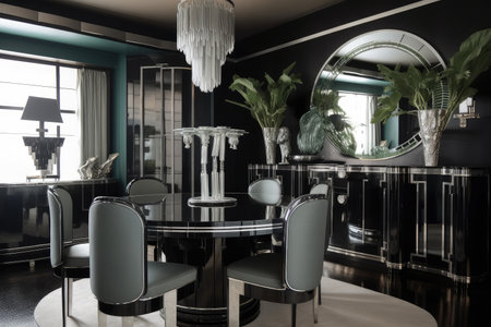 mid-century modern sofa, armchair, and coffee table set in stylish living room, created with generative aiの素材