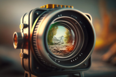 source of consciousness, seen through the viewfinder of a camera, with blurred background and crisp details, created with generative aiの素材
