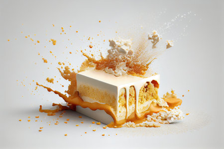 food crumbs from delicious sponge cake crumbs with cream, created with generative aiの素材