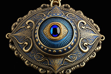 evil eye amulet, with intricate design and protective powers, created with generative aiの素材
