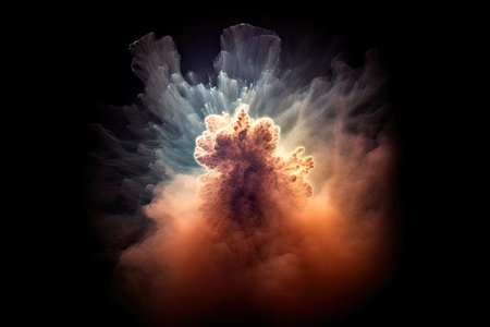 a star being born, surrounded by a cloud of dust and gas, created with generative aiの素材