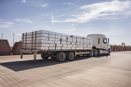aluminum ingot being transported by truck, created with generative aiの素材