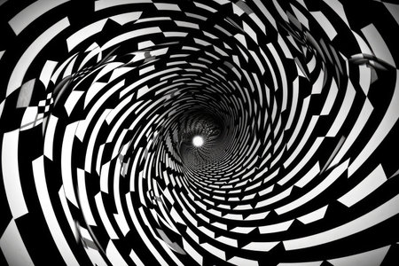 optical illusion of spinning circles in black and white, created with generative aiの素材