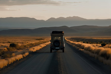 freedom of the open road and endless possibilities for adventure, inspiration and discovery, created with generative aiの素材