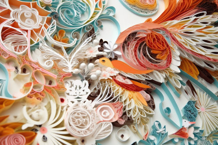 creative paper art project, with intricate patterns and shapes made from paper, created with generative aiの素材