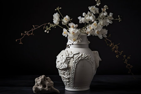 exquisitely handcrafted vase with asymmetrical balance and intricate details, created with generative aiの素材
